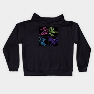 Neon Snowboarding Squares - Vibrate Colors Kids Hoodie